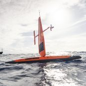 In early March (two months before Falkor departed for the same mission), two saildrones were deployed from San Francisco to be a part of the White Shark Voyage. They transmitted data in real-time, listening for the acoustic tags that were attached to sharks, while also scanning with a sonar to detect the deep scattering layer.
